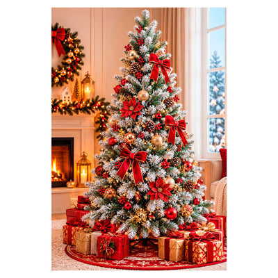 Árvore de Natal Tradicional Verde com Pontas Brancas - 210cm