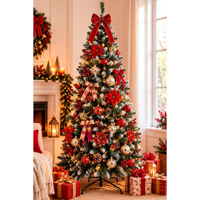 Árvore de Natal Tradicional Verde com Pontas Brancas - 210cm