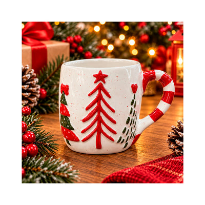 Caneca de Cerâmica Natalina Árvores 3D