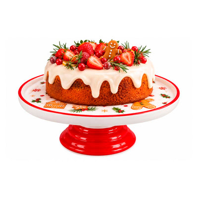Boleira de Cerâmica com Pé Natalina Christmas Sweets - 23cm