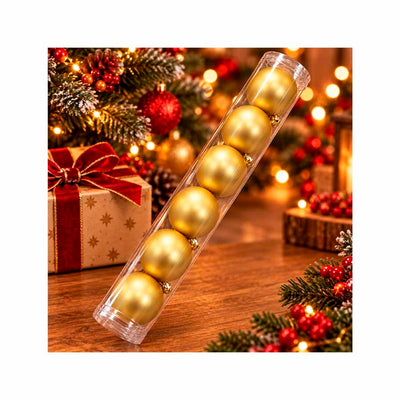 Conjunto de Bolas de Natal Plásticas Douradas 10cm - Kit com 6 Peças