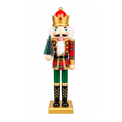 Boneco Quebra-Nozes Decorativo Rei Xadrez com Miniarvore de Natal - 38cm