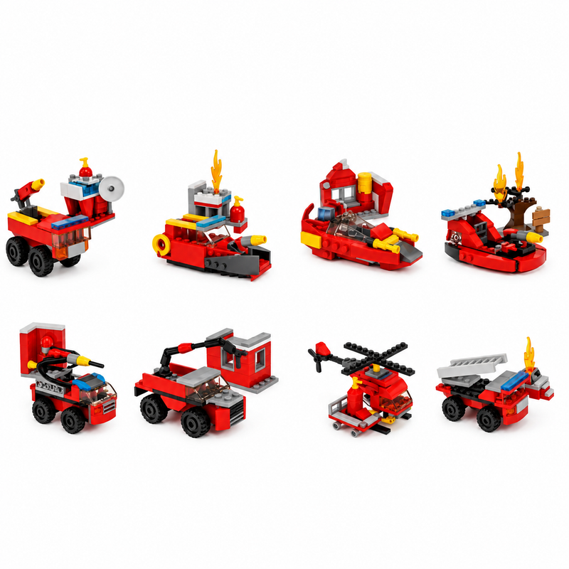 Bloco De Montar Bombeiros Modelos Diversos Colecionavel Yins Kids - 1Unidade Sortida