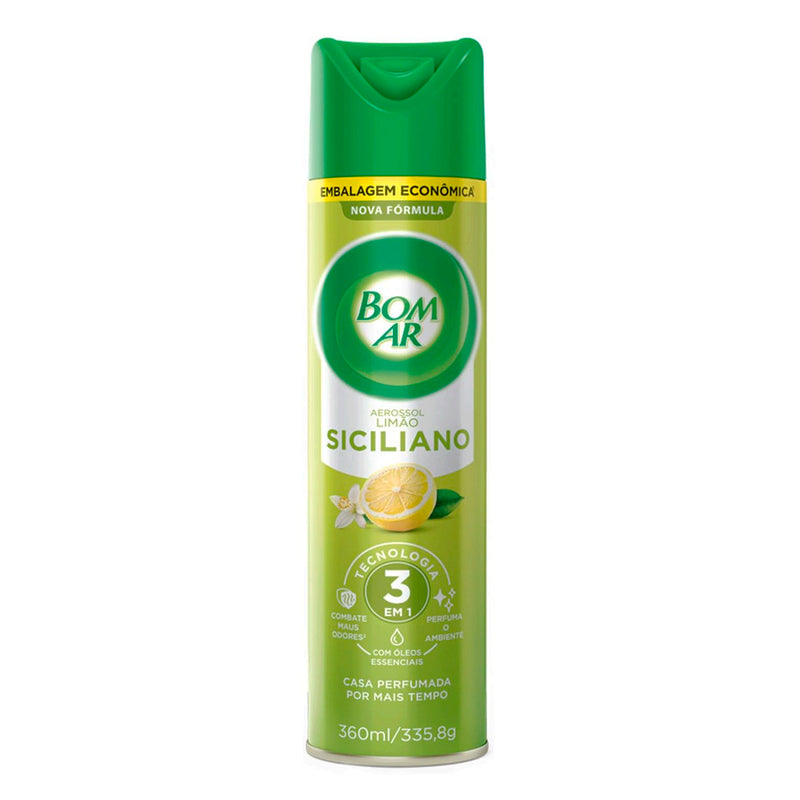 Bom Ar Aromatizador Aerossol Limão Siciliano e Baunilha 360ml Embalagem Econômica