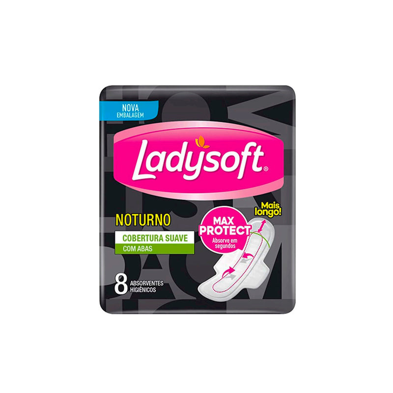 Absorvente Ladysoft Feminino Noturno Suave Com Abas - 8 Unidades