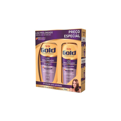 Kit Shampoo + Condicionadore Niely Gold Liso Absoluto 300Ml + 200Ml