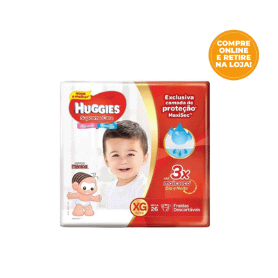 FRALDA HUGGIES SUPREME CARE MEGA XG COM 26 unidades