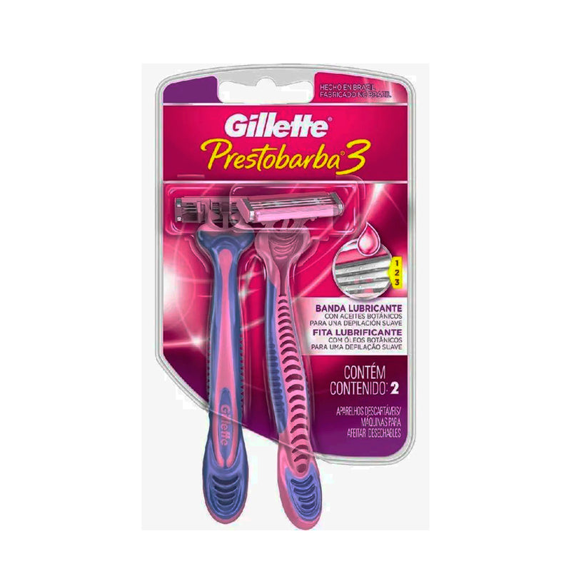 Aparelho De Depilar Descartável Feminino Gillette Prestobarba3 - 2 Unidades