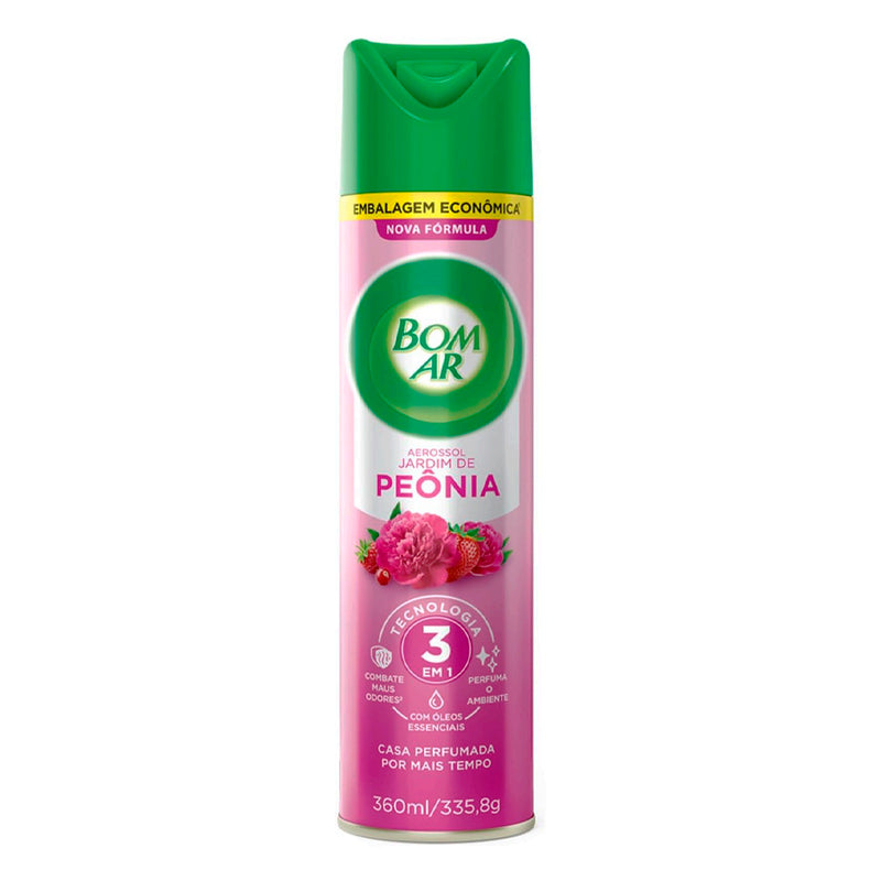 Aromatizador Bom Ar Aerossol Jardim de Peônia 360ml Embalagem Econômica