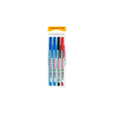 Caneta Esferográfica 0,7mm 4 Unidades - Compactor
