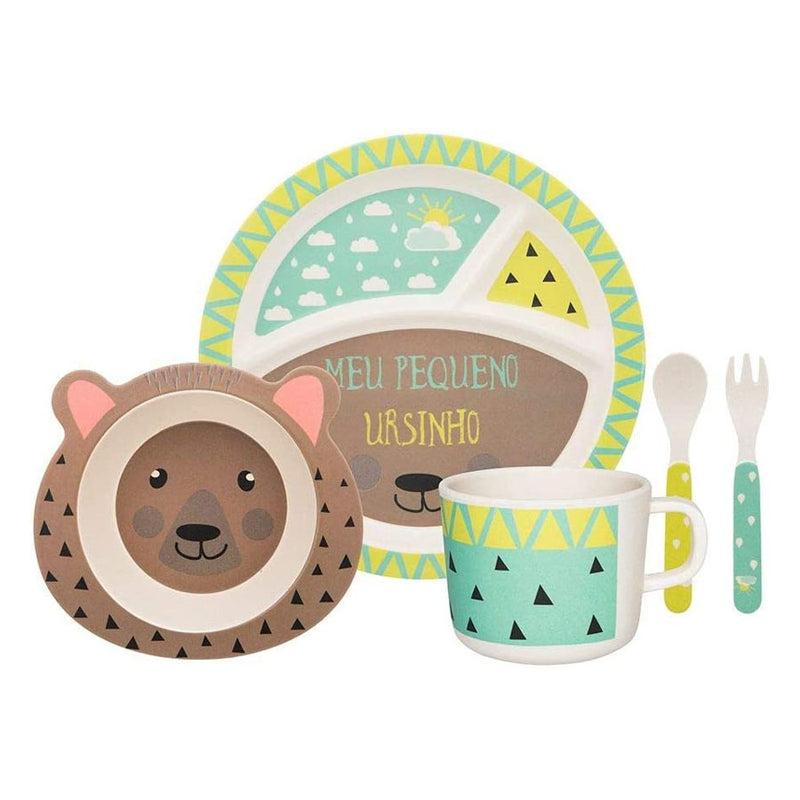 Conjunto de Refeição Infantil com 5 Peças Bebê Ursinho
