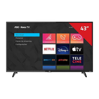 Smart Tv Aoc Roku Led 43 Full HD 3 Hdmi 1 Usb com Atalhos Roku Mobile Miracast