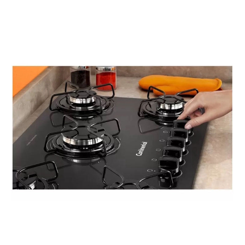 Cooktop 5 Bocas Continental a Gás de Vidro Temperado Bivolt (KC5GP) - Preto