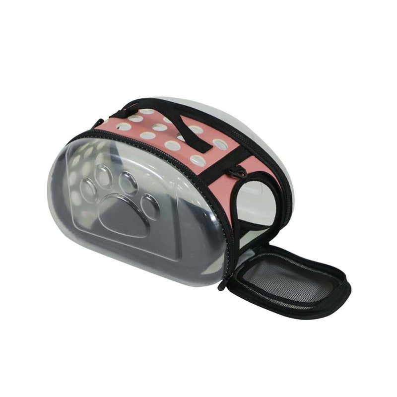 BOLSA DE TRANSPORTE PARA PETS ROSA E TRANSPARENTE M