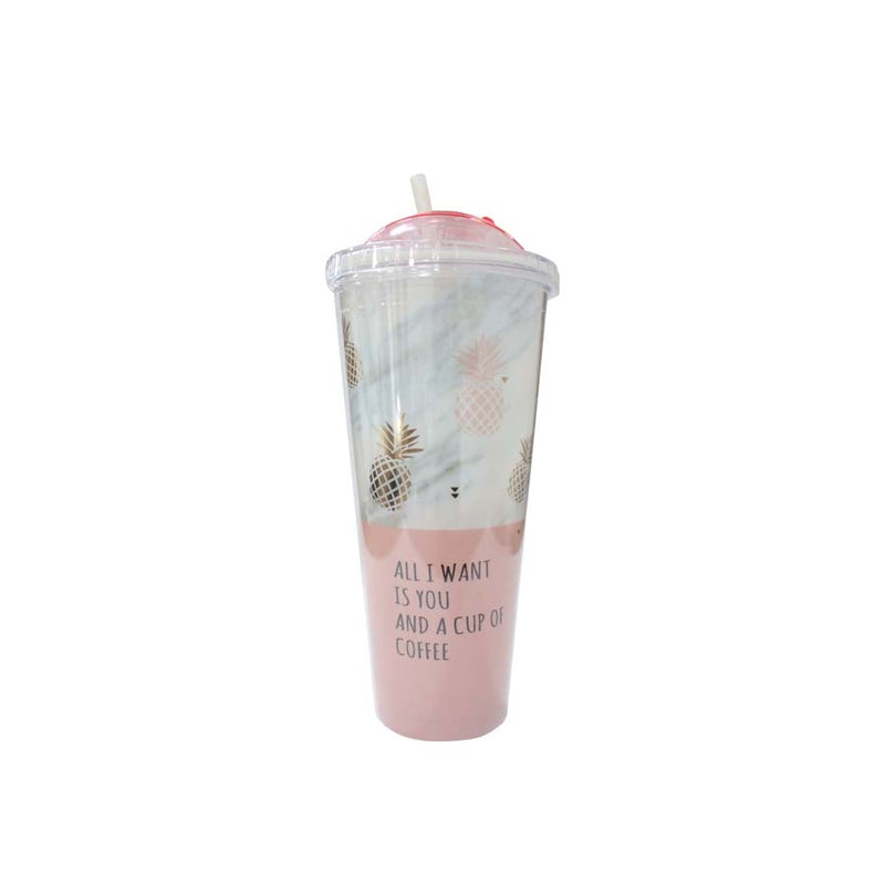 COPO DE ACRÍLICO ROSA ABACAXI 650ML
