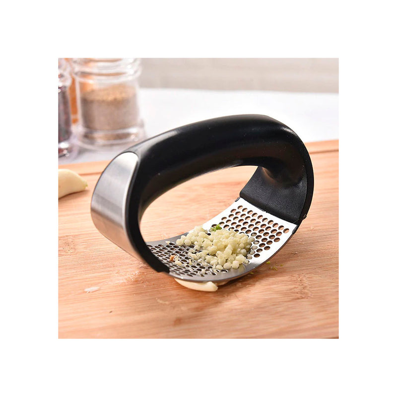 Mini Amassador de Alho - Inox/Preto - Pequeno