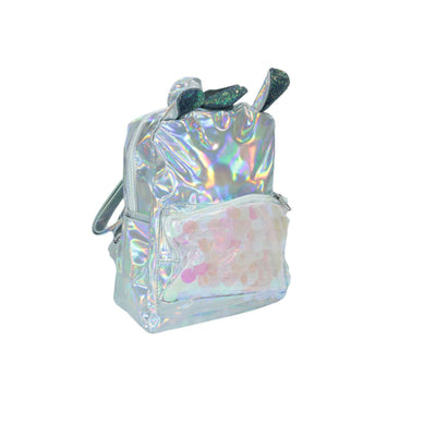 Mochila Holográfica Escolar Fashion - Prata