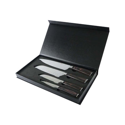 Jogo De Facas 4Pcs Cabo Madeira