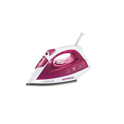 Ferro De Passar A Vapor Mondial NF-34 Base Antiaderente Rosa e Branco 127V