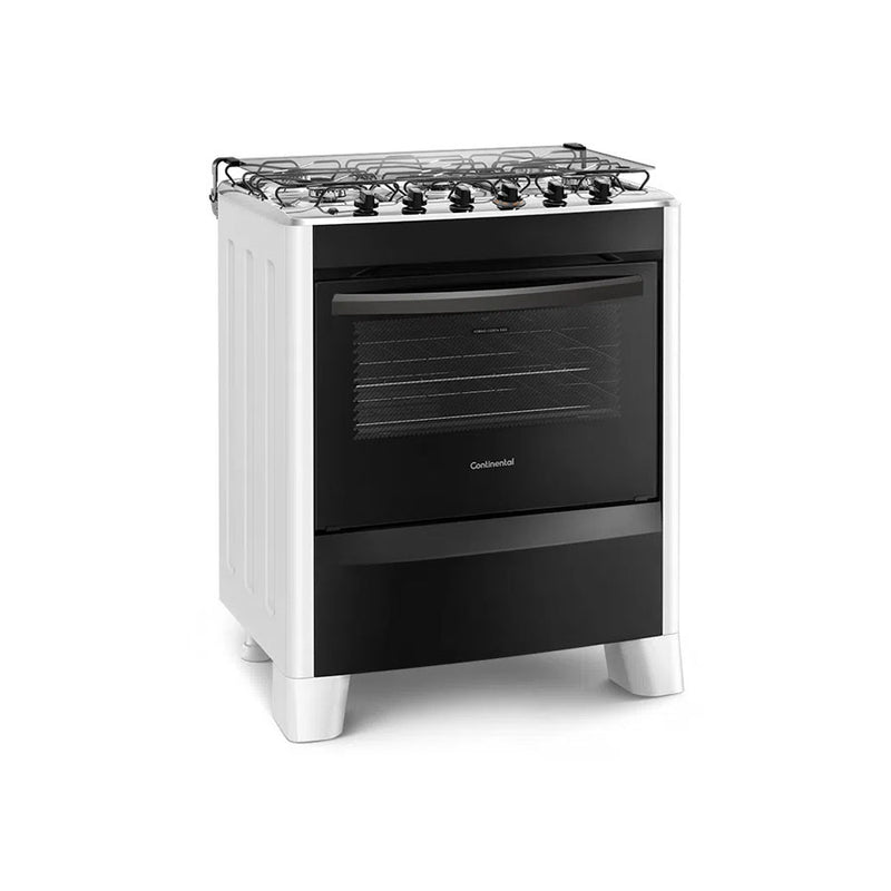 Fogão 5 Bocas Continental Automático Branco com Mesa de Inox (FC5CB) - Bivolt