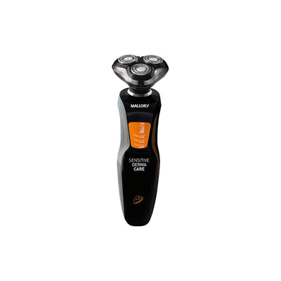 Barbeador Elétrico Mallory Sensitive Derma Care Bivolt Preto e Laranja