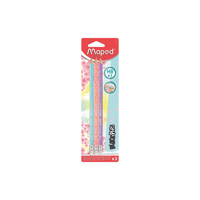 Lápis Grafite com Borracha Black Peps Pastel hb com 3 Unidades - Maped