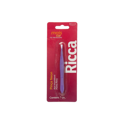 Pinça Inox Neon Ponta Reta Ricca