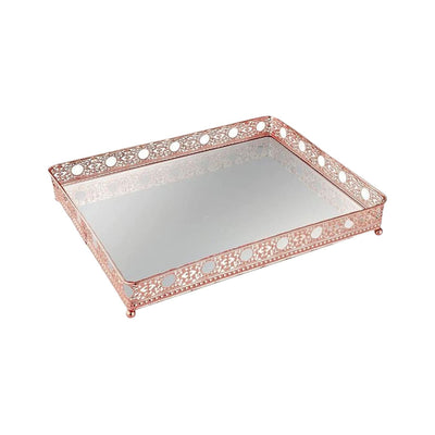 Bandeja Retangular Decorativa Espelhada Cobre Rose 27x19CM - 8151