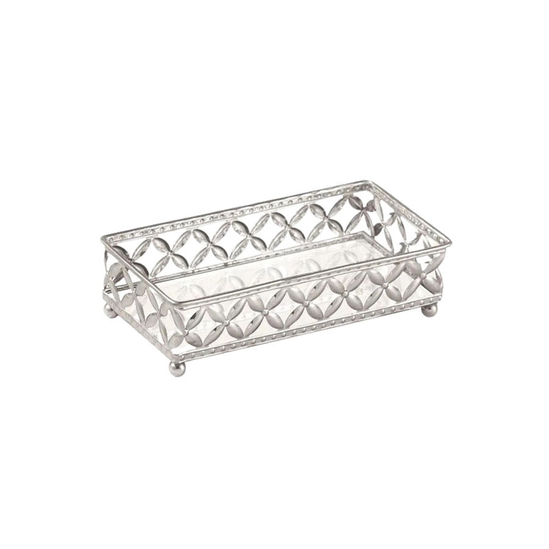 Bandeja em Metal Prata 24x12cm