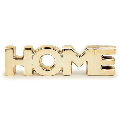 Enfeite Decorativo Home Dourado em Porcêlana 20x5cm