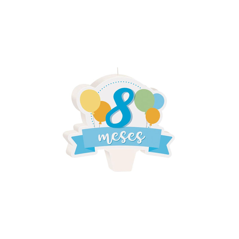 Vela Mesversário New 8 Meses Balões Azul - Cromus