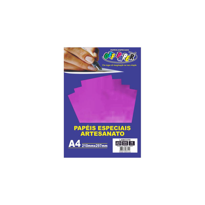 Papel A4 Lamicote 1 face - 250g - 10 folhas - Rose Gold Off Paper - 10520