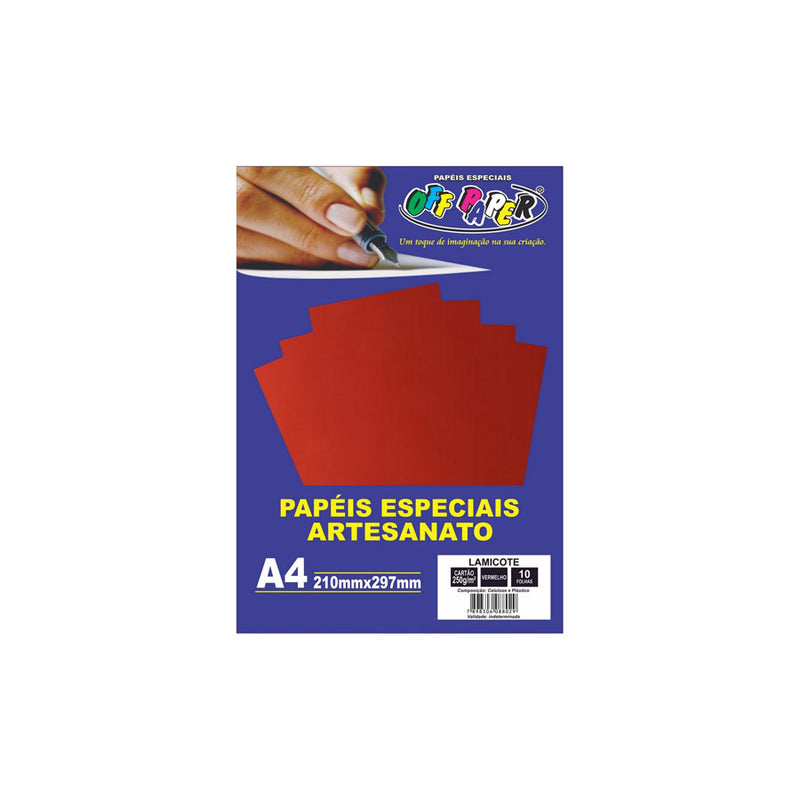 Papel Lamicote A4 10 Folhas 250 Gramas Vermelho