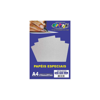 Papel A4 Metalizado Prata 150g 15 Folhas