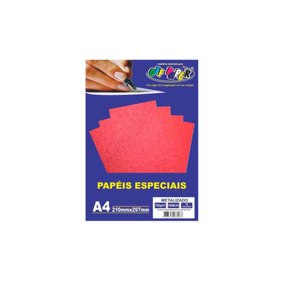 Papel A4 Metalizado Vermelho 150g 15 Folhas
