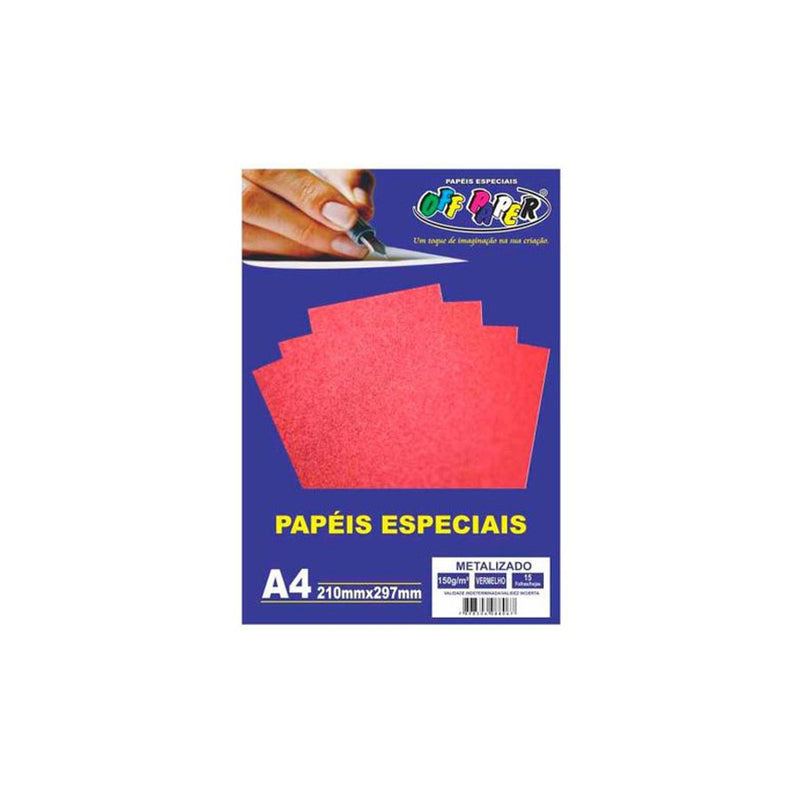 Papel A4 Metalizado Vermelho 150g 15 Folhas