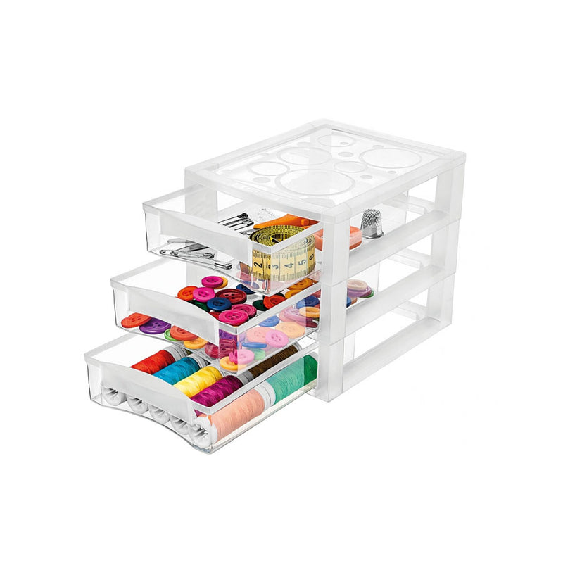 Gaveteiro Plástico com 3 Gavetas Cristal 13x16cm - Ordene