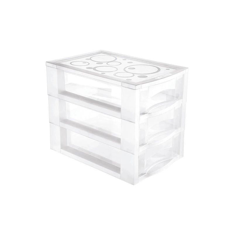 Gaveteiro Plástico com 3 Gavetas Cristal 21x16cm - Ordene