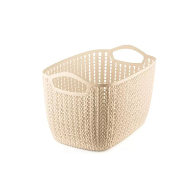 Cesto Trançado Plástico Bege 41x23cm - Ordene