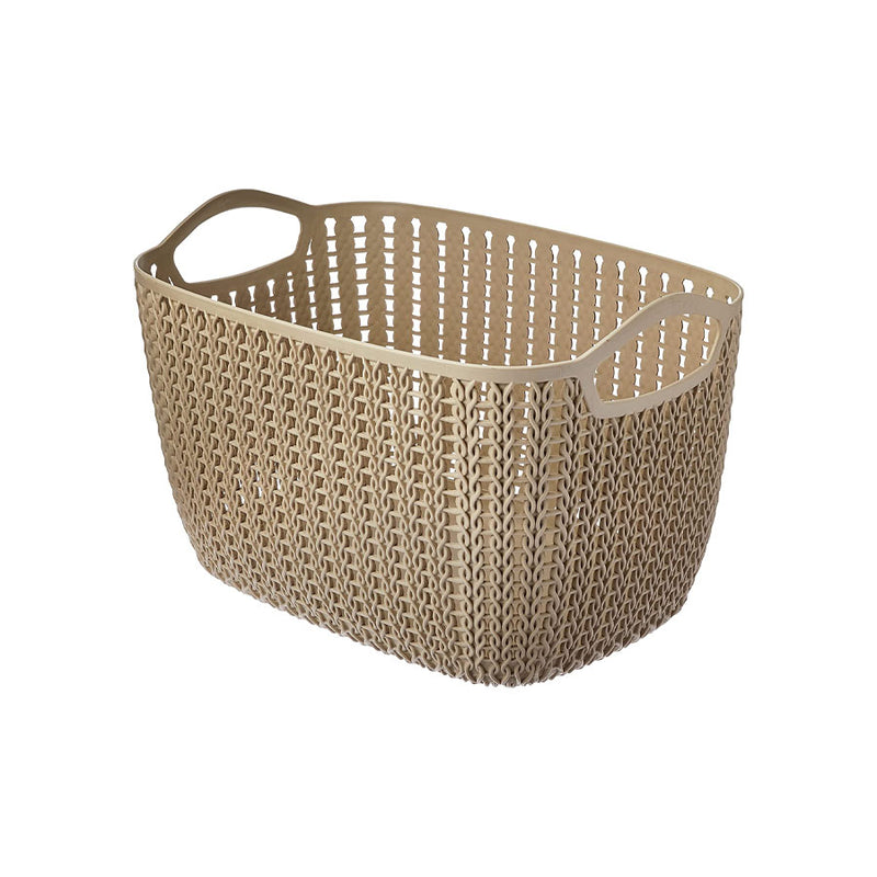 Cesto Trançado Plástico Marrom 41x23cm - Ordene
