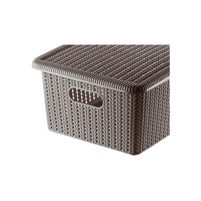 Caixa Organizadora Plástica Bege Marrom 37x26cm - Ordene