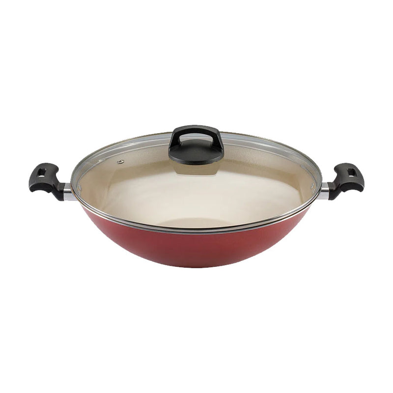 Panela Wok Antiaderente 32cm Cereja Com Tampa Premium Panelux