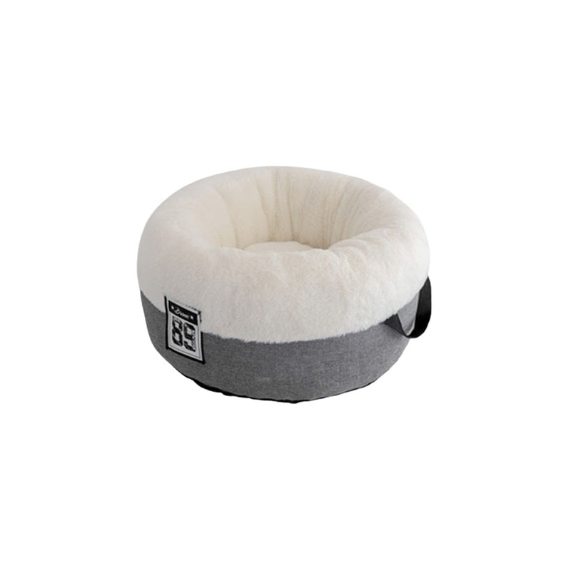 CAMINHA PET REDONDA DE PELÚCIA PARA CÃES E GATOS - BRANCA