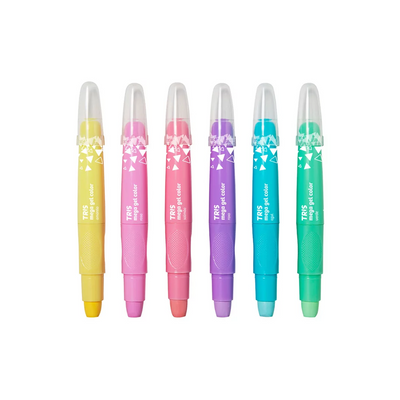 GIZ RETRÁTIL MEGA GEL COLOR - PASTEL - 6 CORES - TRIS