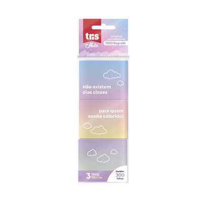 NOTA AUTOADESIVA DEGRADÊ HOLIC POP POLY COM 3 BLOCOS X 100 FLS - TRIS