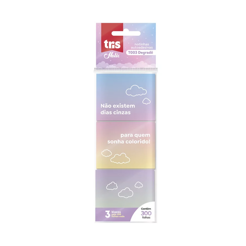 NOTA AUTOADESIVA DEGRADÊ HOLIC POP POLY COM 3 BLOCOS X 100 FLS - TRIS