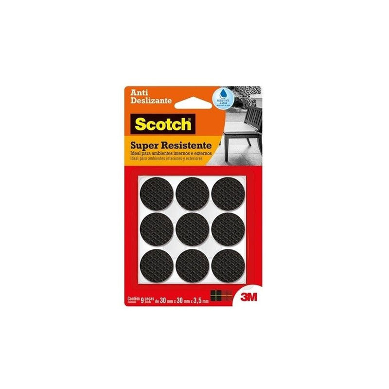 Scotch, 3M, Protetor Antideslizante, Redondo, Preto, Grande, 9 unidades