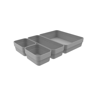 Conjunto DE Organizador De Gavetas MULTIUSO Logic 4 Peças CINZA