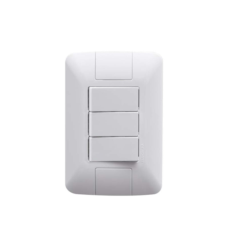 Conjunto 4x2 com 3 Interruptores Simples Tramontina Aria 6 A 250 V Branco