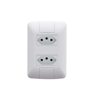 Conjunto 4x2 con 2 Interruptores Sencillos 6 A 250 V y 1 Tomacorriente 2P+T 20 A 250 V Tramontina Aria Blanco